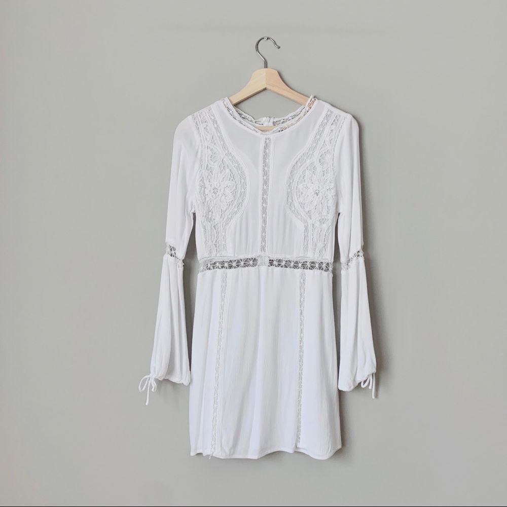 {Blush Noir} White Rayon Crochet Dress